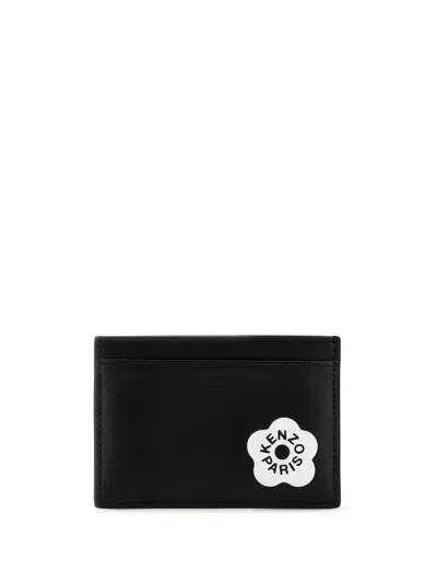 Kenzo Floral Logo-print Cardholder In Black