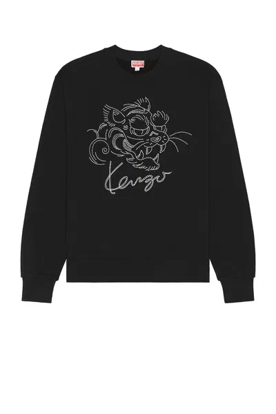 Kenzo Gots Star Tiger Emb Classic Sweatshirt In Black