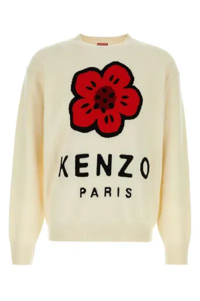 Kenzo Ivory Wool Sweater In White