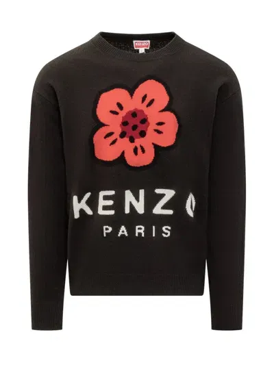 Kenzo Sweater With  Flower Logo  In Black