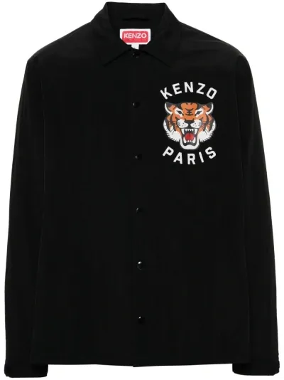 Kenzo Logo Waterproof Jacket In Black