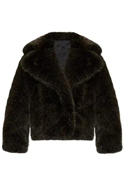 Kenzo Long Sleeved Fur Jacket In Braun