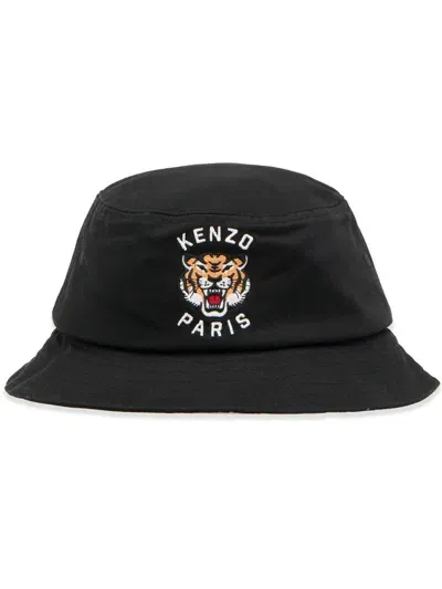 Kenzo Lucky Tiger Bucket Hat In Cotton In Black