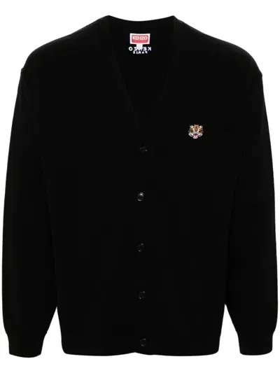 Kenzo Lucky Tiger Wool Cardigan In Black