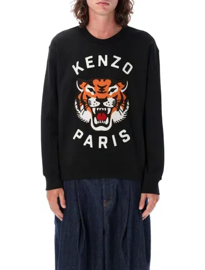 Kenzo Lucky Tiger Over Crewneck In Black