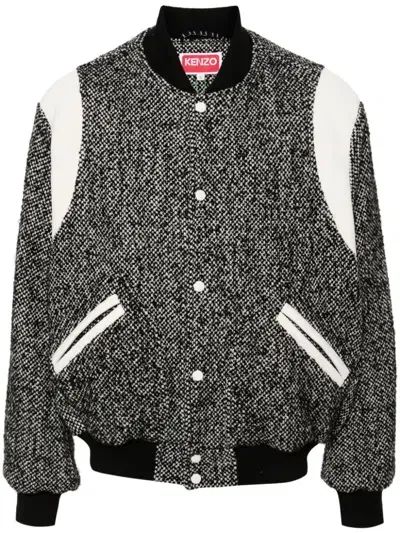 Kenzo Wool Varsity Jacket In Black