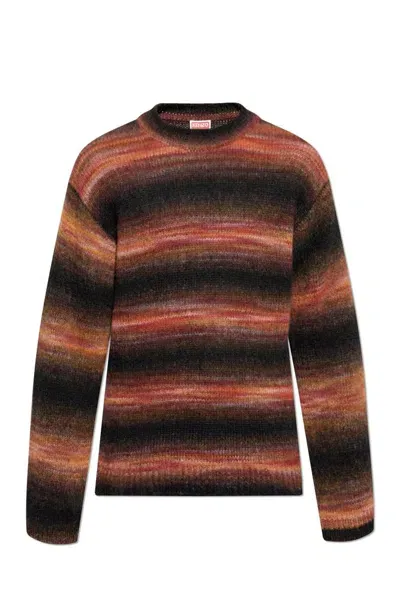 Kenzo Striped Crewneck Jumper In Black