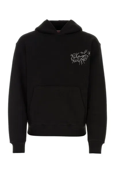 Kenzo Logo-embroidered Hoodie In Black