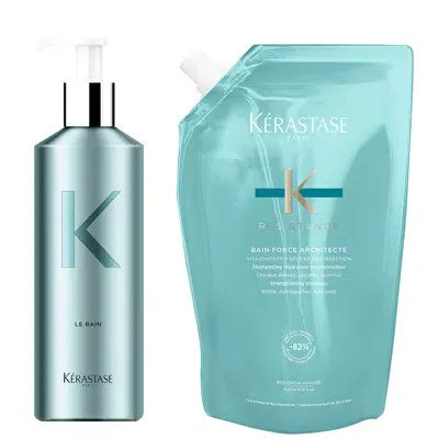 Kerastase Kérastase Bain Force Architecte Refill Pouch And Refillable Bottle Bundle In White