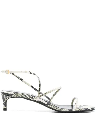 Khaite 35mm Snakeskin-print Sandals In Neutrals