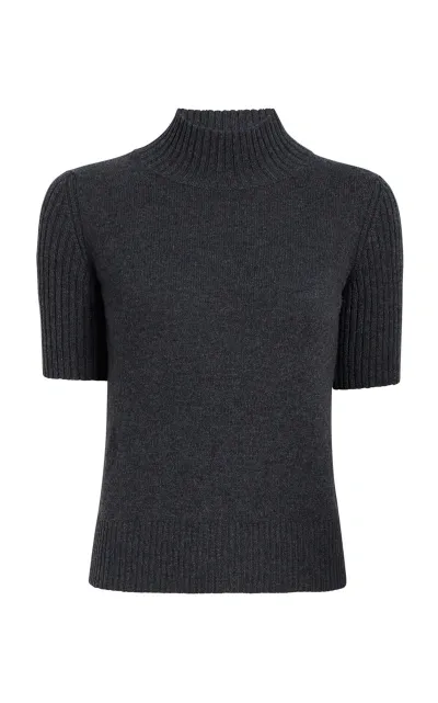 Khaite Cecil Mock Neck Cashmere-blend Sweater In Blue