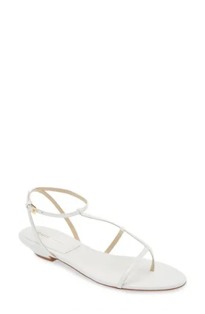 Khaite Jones Flat Leather Sandals In White