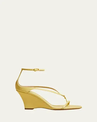 Khaite Marion Leather Sandals In Yellow