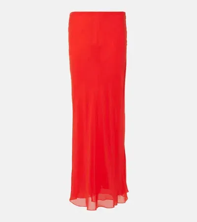 Khaite Mauva Silk Chiffon Maxi Skirt In Red