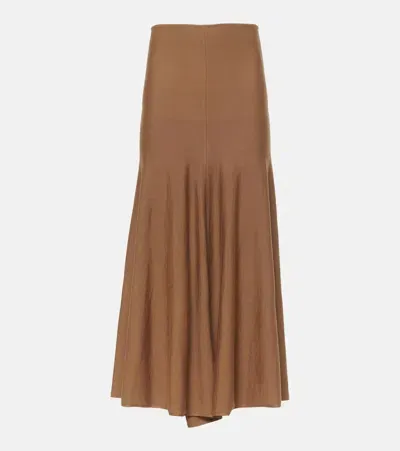 Khaite Remino Wool Maxi Skirt In Brown