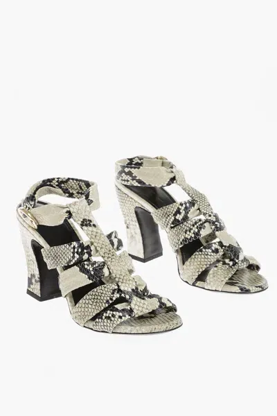 Khaite Perth Snakeskin-print 80mm Sandals In Beige