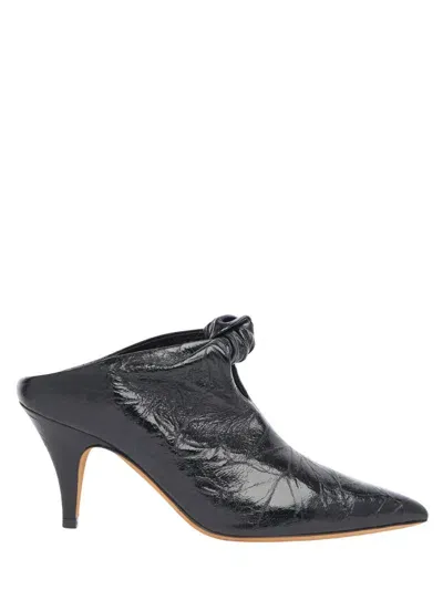 Khaite 75mm Rowan Crinkled Leather Mules In Black