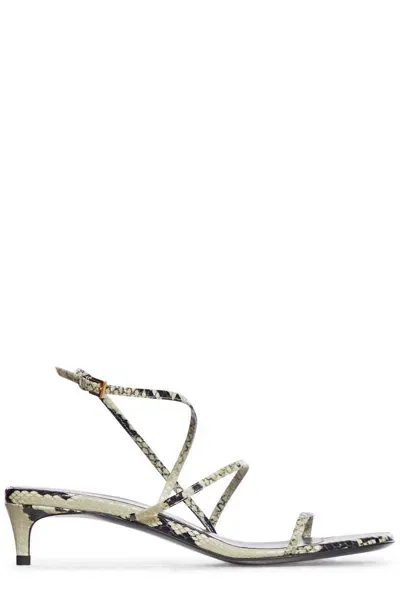 Khaite Strap Detailed Heeled Sandals In Nude & Neutrals