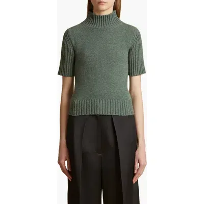 Khaite Talvi Cashmere Mock Neck Sweater In Green