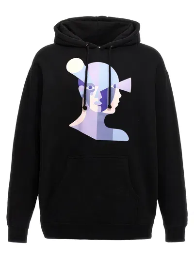 Kidsuper Mens Black Bauhaus Face-print Cotton-blend Hoody