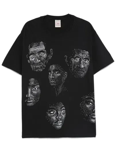 Kidsuper Dotted Face T-shirt In Black