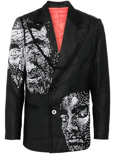 Kidsuper Embellished Face Blazer In Black