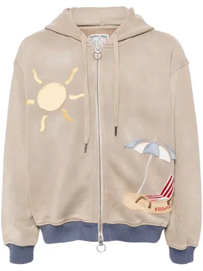 Kidsuper Graphic Embroidery Hooded Jacket In Neutrals