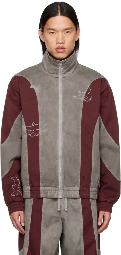 Kidsuper Gray & Burgundy Puma Edition Track Jacket In Aubergine