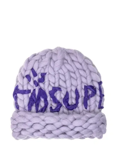 Kidsuper Hand Knit Cap In Purple