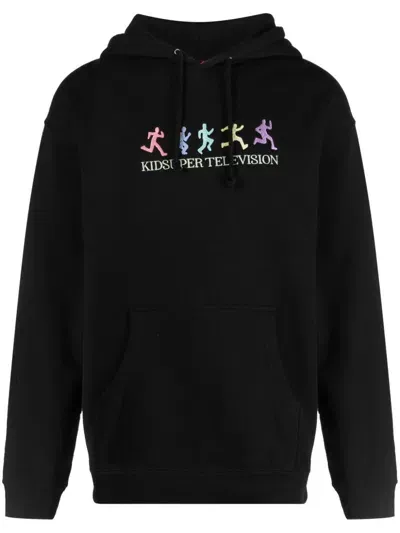 Kidsuper Logo Cotton Blend Hoodie In Black