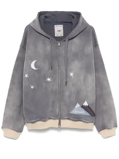 Kidsuper Moon-patch Zip-up Hoodie In Blue