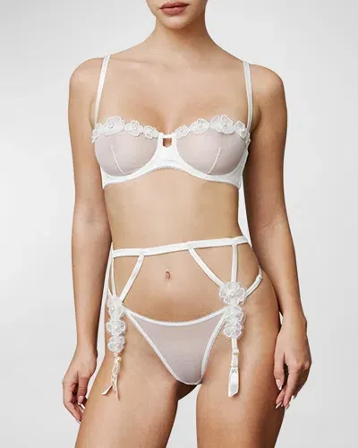 Kiki De Montparnasse Chou Chou Floral Applique Balconette Bra In Ivory