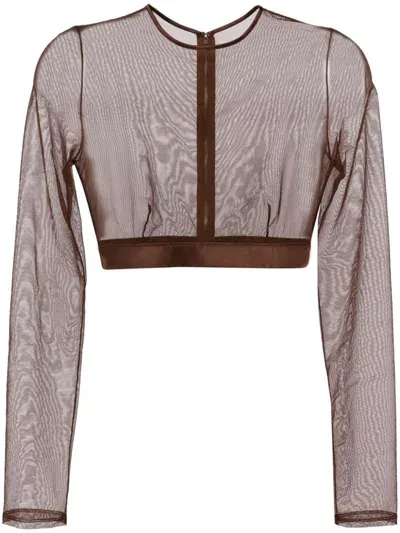 Kiki De Montparnasse Illusion Cropped Top In Brown