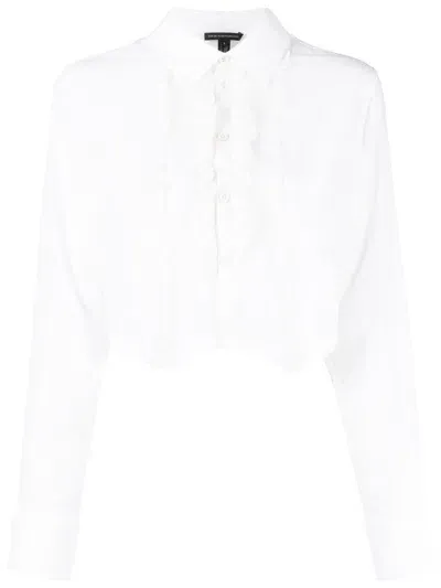 Kiki De Montparnasse Ruffled Tuxedo Shirt In White