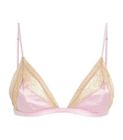 Kiki De Montparnasse Silk-lace Tiered Wireless Bra In Pink