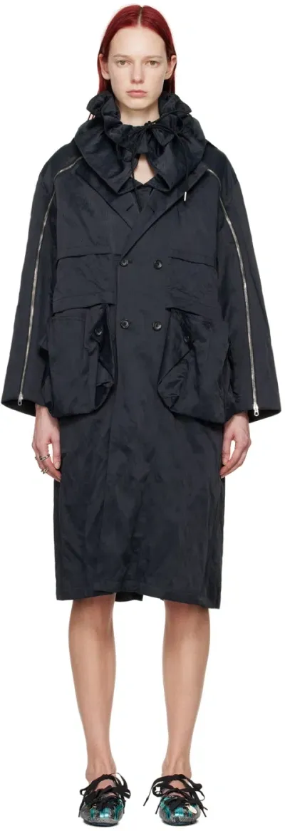 Kiko Kostadinov Black Mallarmé Coat In Pebble Black