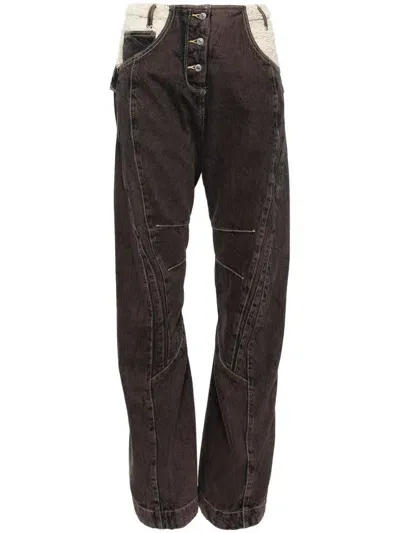 Kiko Kostadinov Patchwork-design Jeans In Brown