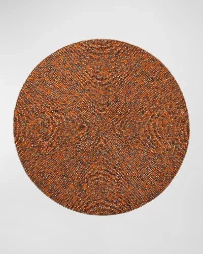 Kim Seybert Autumn Rush Beaded Placemat In Brown/orange