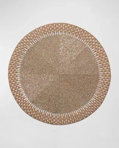 Kim Seybert Beaded Woven Placemat In Gold/silver