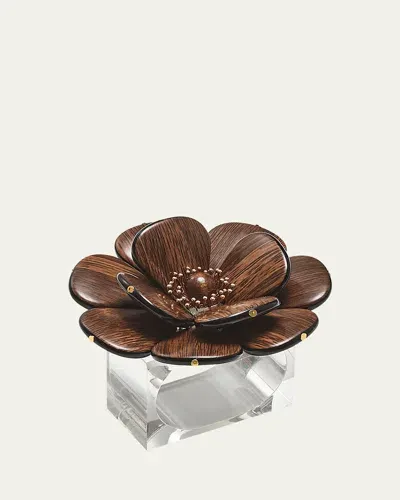 Kim Seybert Begonia Napkin Ring In Brown/gold