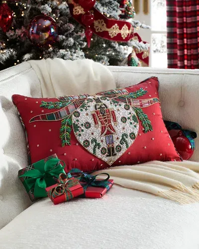 Kim Seybert Nutcracker Decorative Pillow, 14" X 22" In Red