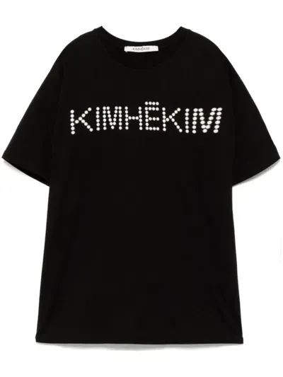 Kimhēkim Pearl-embellishment Logo T-shirt In Black