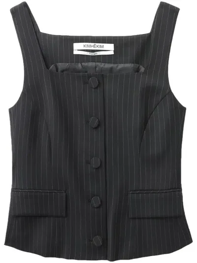 Kimhēkim Pinstripe-pattern Corset-style Top In Black