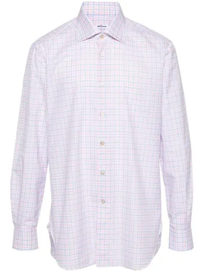 Kiton Checked Cotton Shirt In Pink