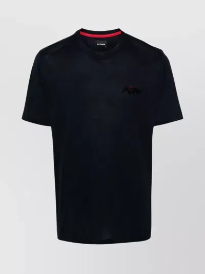 Kiton Flocked-logo Cotton T-shirt In Blue