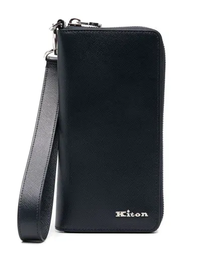 Kiton Logo-lettering Wallet In Blue