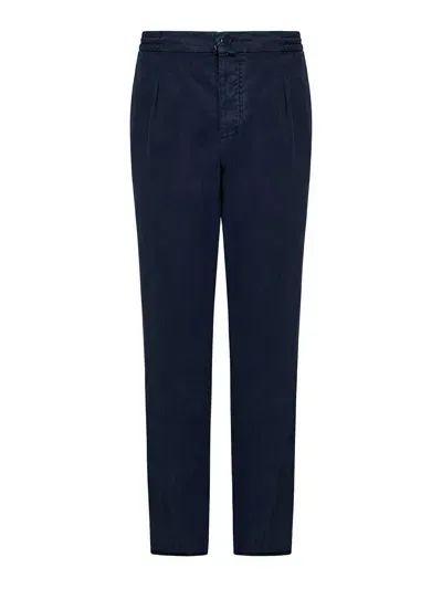 Kiton Navy Blue Cotton And Lyocell Trousers