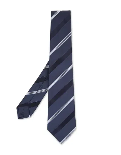 Kiton Night Blue Tie With Striped Pattern