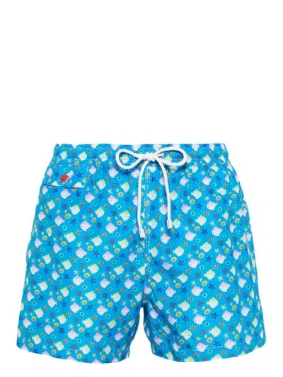 Kiton Graphic-print Swim Shorts In Blue