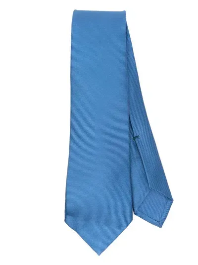 Kiton Ribbed Tie In Blue